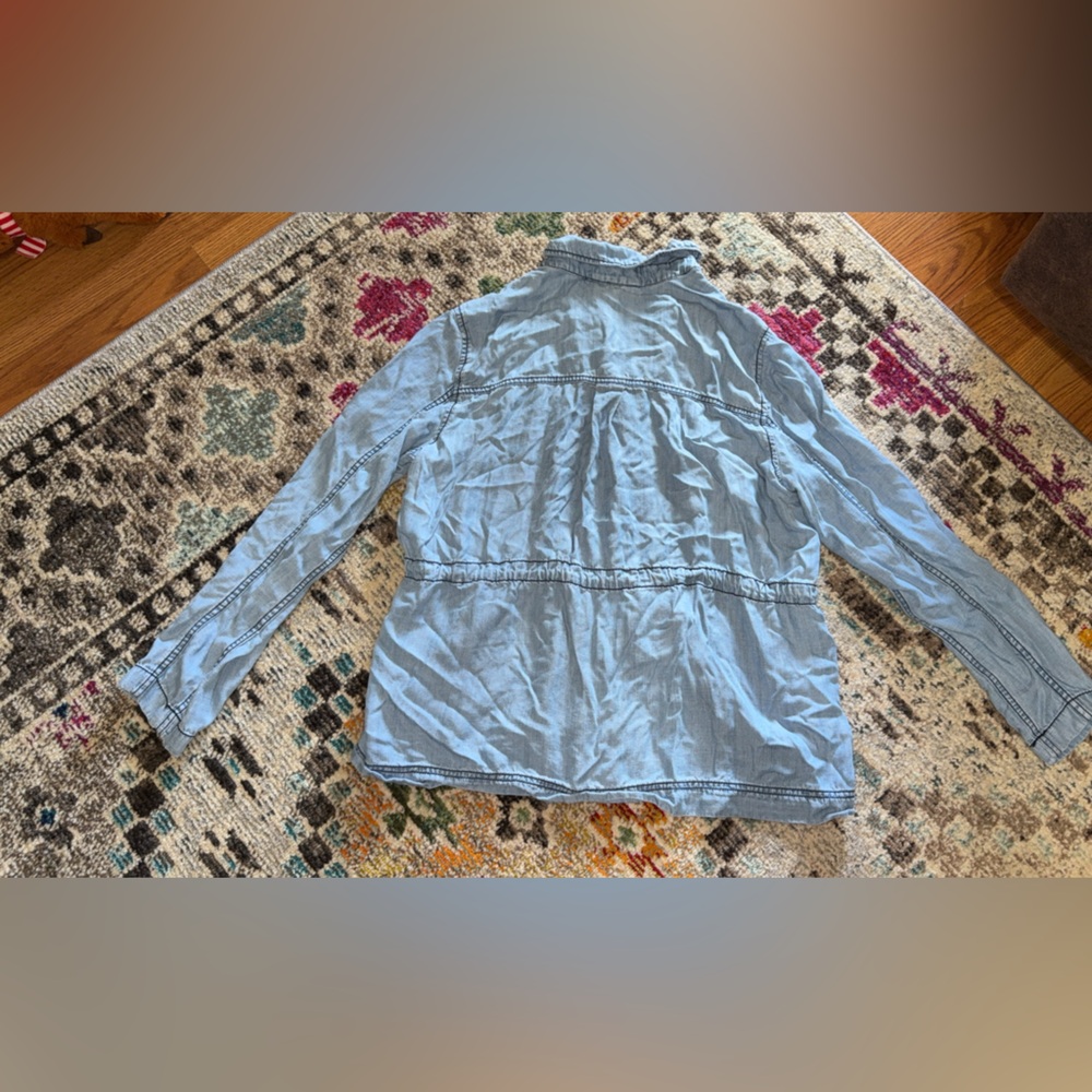 Light Blue Button-Front Utility Jacket GAP - Picture 4 of 5